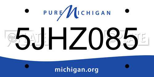 5JHZ085 Michigan License Plate