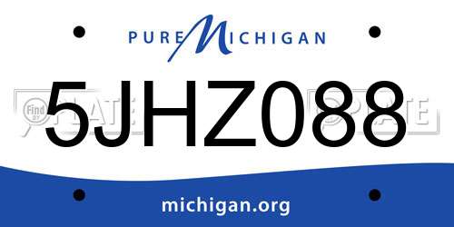 5JHZ088 Michigan License Plate