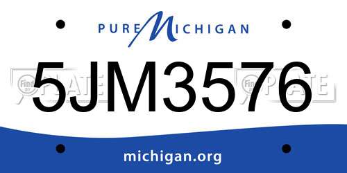 5JM3576 Michigan License Plate