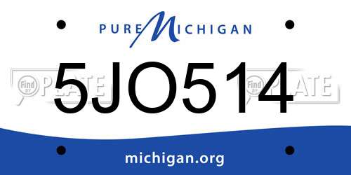 5JO514 Michigan License Plate