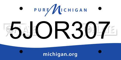 5JOR307 Michigan License Plate