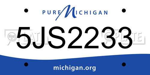 5JS2233 Michigan License Plate