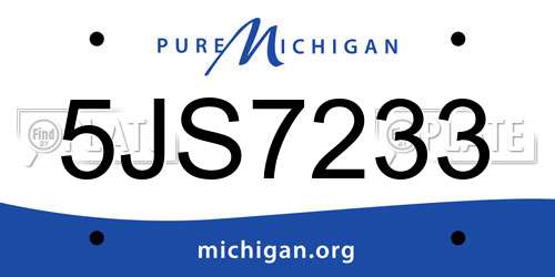 5JS7233 Michigan License Plate