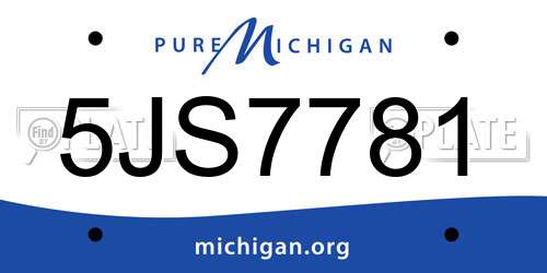 5JS7781 Michigan License Plate