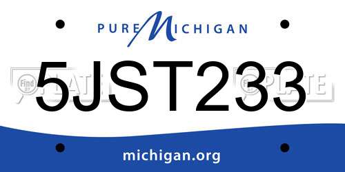 5JST233 Michigan License Plate