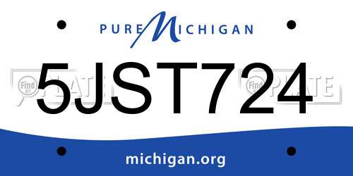 5JST724 Michigan License Plate