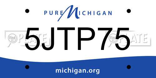 5JTP75 Michigan License Plate