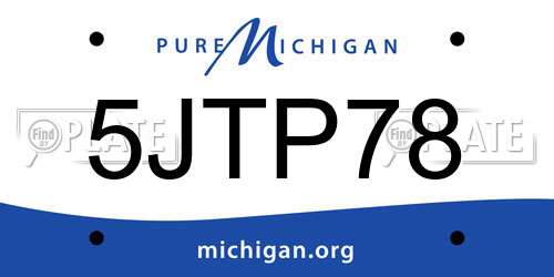 5JTP78 Michigan License Plate