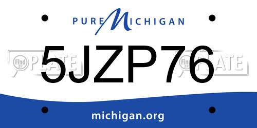 5JZP76 Michigan License Plate