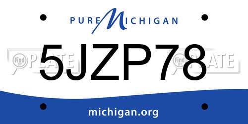 5JZP78 Michigan License Plate
