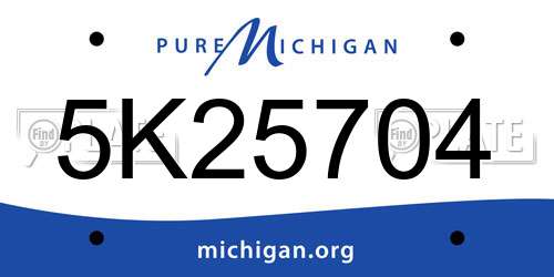 5K25704 Michigan License Plate