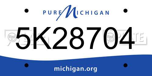 5K28704 Michigan License Plate