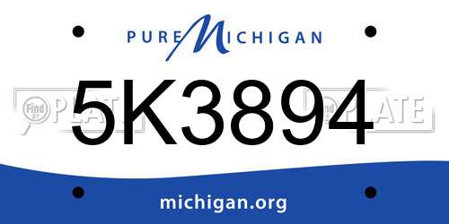 5K3894 Michigan License Plate