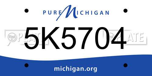 5K5704 Michigan License Plate