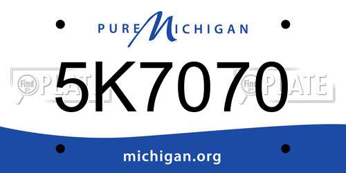 5K7070 Michigan License Plate