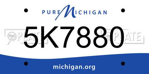 5K7880 Michigan License Plate