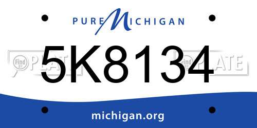 5K8134 Michigan License Plate