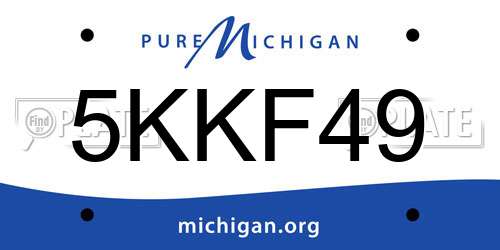 5KKF49 Michigan License Plate