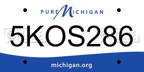 5KOS286 Michigan License Plate