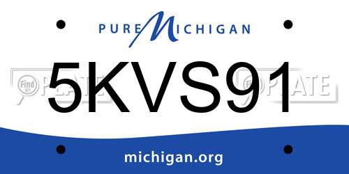 5KVS91 Michigan License Plate