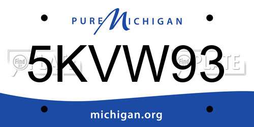 5KVW93 Michigan License Plate