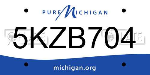 5KZB704 Michigan License Plate
