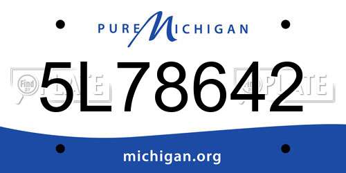 5L78642 Michigan License Plate