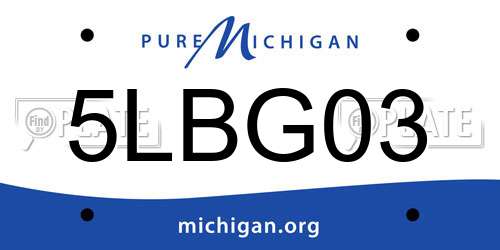 5LBG03 Michigan License Plate