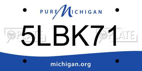 5LBK71 Michigan License Plate