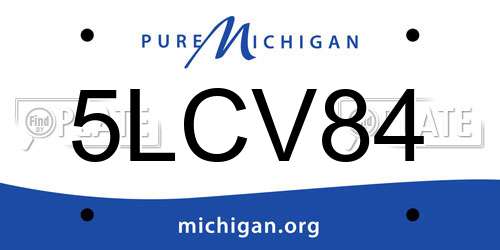 5LCV84 Michigan License Plate