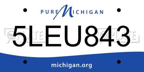 5LEU843 Michigan License Plate