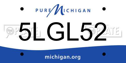 5LGL52 Michigan License Plate