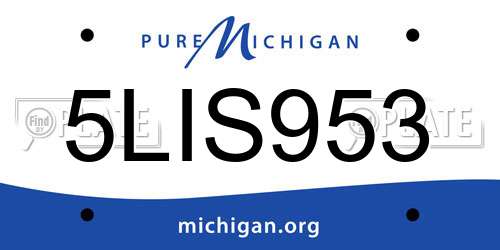 5LIS953 Michigan License Plate