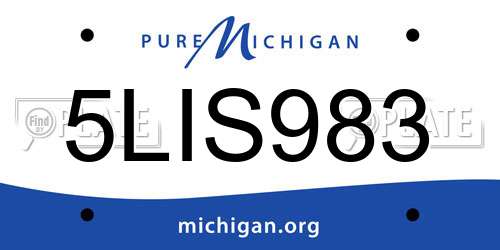 5LIS983 Michigan License Plate