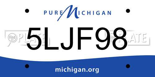 5LJF98 Michigan License Plate