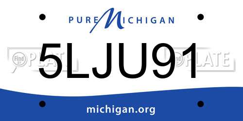 5LJU91 Michigan License Plate