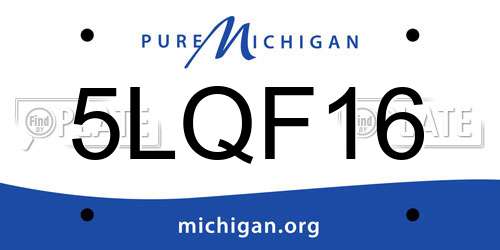 5LQF16 Michigan License Plate