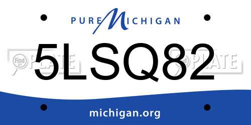 5LSQ82 Michigan License Plate