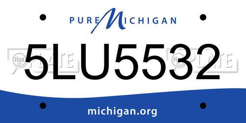 5LU5532 Michigan License Plate