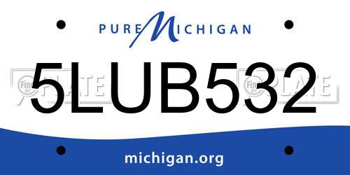 5LUB532 Michigan License Plate
