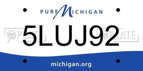 5LUJ92 Michigan License Plate