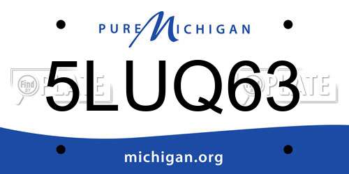 5LUQ63 Michigan License Plate
