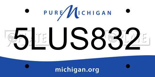 5LUS832 Michigan License Plate