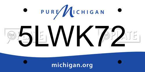 5LWK72 Michigan License Plate