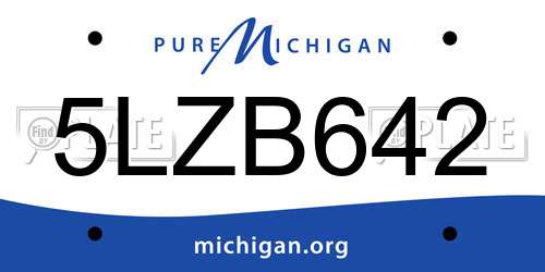 5LZB642 Michigan License Plate