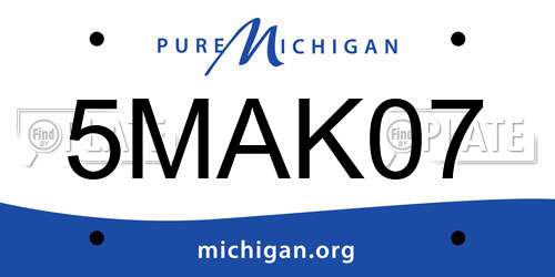 5MAK07 Michigan License Plate