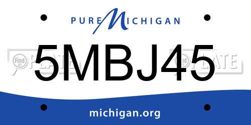 5MBJ45 Michigan License Plate