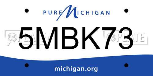 5MBK73 Michigan License Plate