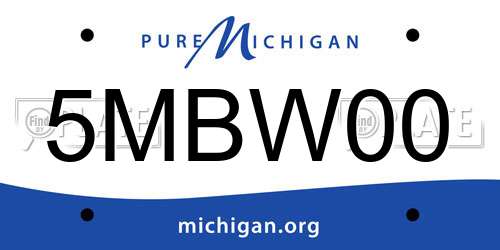 5MBW00 Michigan License Plate