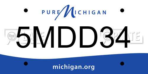 5MDD34 Michigan License Plate